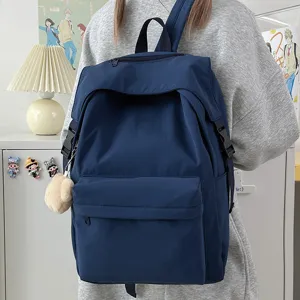 Japanese solid color nylon backpack lightweight school bag for women daily commute use.