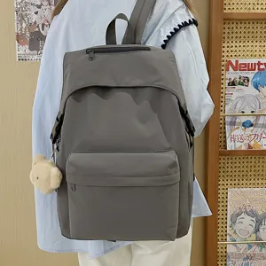 Casual minimalist solid color nylon backpack for women and students, lightweight daily casual bag.