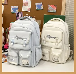 Japanese style campus backpack for students, large capacity casual laptop school bag with pockets