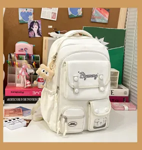 Japanese ins style casual canvas backpack for students with large capacity school bag