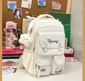 Japanese style campus large capacity cute white backpack student school rucksack bag