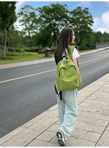 Casual canvas backpack for women, Korean style lightweight daily school bag with large capacity.