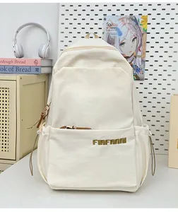 Simple casual large capacity canvas backpack for women students daily commuting and school use.