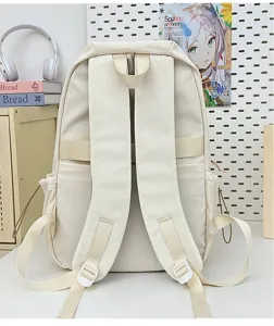 Minimalist large capacity canvas backpack for women students, casual daily travel school bag.