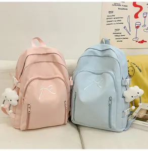 Japanese cute bow student backpack large capacity travel bag for girls stylish casual daypack
