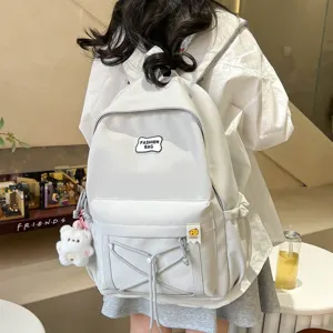 Japanese style campus casual solid color backpack for women minimalist lightweight bag