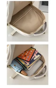 Detail view of the large capacity minimalist backpack interior and storage space.