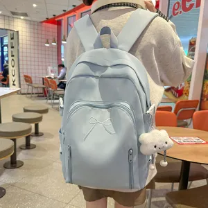 Japanese style cute girl backpack large capacity school bag for students light blue casual daypack