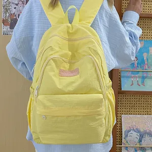 Ins Style Casual Nylon Backpack For Women Lightweight Simple School Bookbag Daily Commute Travel Daypack
