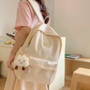 Japanese style campus backpack casual solid color school bag for teen girls women chic daily