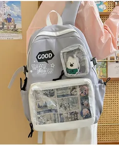 Lindo mochila Ita con ventana transparente bolso escolar anime daypack para niñas uso diario