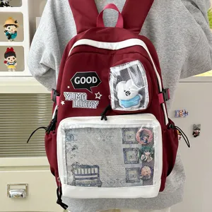 Mochila Ita transparente con ventana de visualización clara, mochila escolar informal.