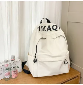 Lightweight Korean style canvas backpack for women daily casual school book bag off white.