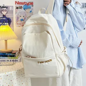 Large Capacity Nylon Backpack Simple Style Waterproof School Bag Casual Travel Daypack For Women Student