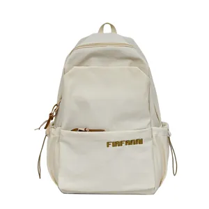 Minimalist large capacity canvas backpack for women students casual daily school travel bag