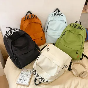 Korean style canvas backpack for women students, casual multi-color campus school bookbag.