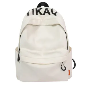 Lightweight Korean style student backpack casual campus book bag off white travel daypack