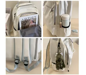 Casual large capacity waterproof backpack for daily school travel women fashion book bag