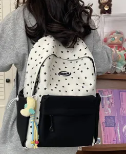 Casual star pattern backpack for teenage girls school bag stylish daily campus daypack new