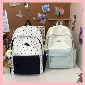 Ins style star pattern student school backpack casual cute dual shoulder bag for girls