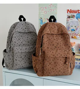 Corduroy backpack for women girls cute school bookbag casual lightweight travel daypack stylish