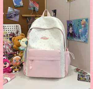 Cute star pattern school backpack for teen girls aesthetic student casual daypack