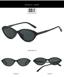 Retro black cat eye sunglasses for men and women vintage oval sun glasses chic shades