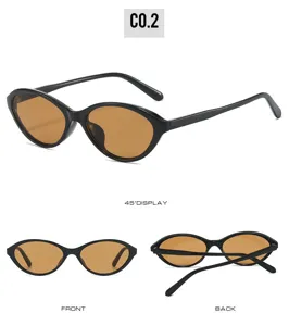 Vintage small frame cat-eye sunglasses for men and women, stylish retro black frame shades.