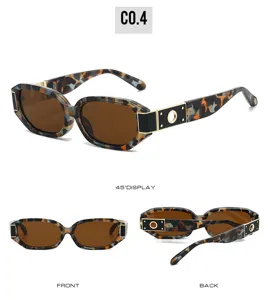 Detailed view of polygonal fashion sunglasses with tortoise shell frame and metal temple accents.