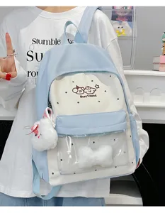 Cute college style school bag women junior high student versatile transparent backpack ita bag