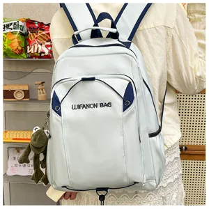 Detail view of this lightweight waterproof casual backpack with spacious capacity and cute frog.