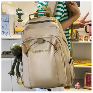 Casual travel backpack large capacity school bookbag multi-pocket nylon daypack for women