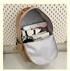 Large capacity canvas backpack for students, Korean style casual daily school book bag unisex.