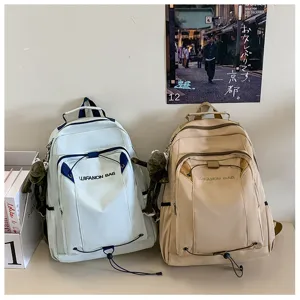 Casual travel backpack for women and students, large capacity waterproof school bookbag.