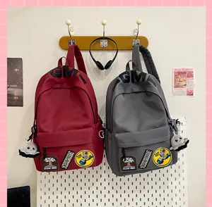 Korean style canvas backpack large capacity school bag for students casual trendy travel book bag