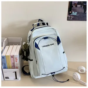 Light blue student backpack casual travel school bag large capacity waterproof daypack