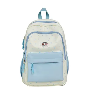 Cute color block backpack for women with stars pattern stylish casual school bag for daily use