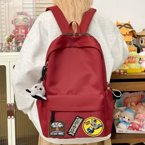 Korean style large capacity casual canvas backpack for students stylish red school bag new
