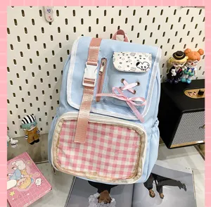 Sweet Lolita JK Backpack Transparent Ita Bag Cute Pastel Casual School Bookbag