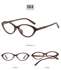 Detailed multi-angle view of retro brown cat-eye glasses frame, showing sleek lines and elegant shape.