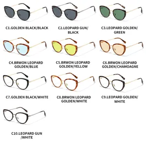 Detailed view of vintage oversized cat-eye sunglasses in various chic color combinations.