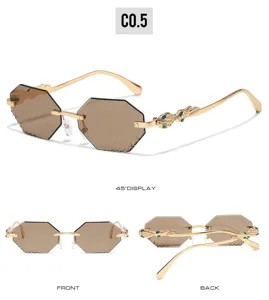 Fashion polygon sunglasses with unique snake temples, offering a chic look for daily wear.