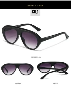 Detailed view of the stylish shield sunglasses with PC frame and gradient purple lenses.