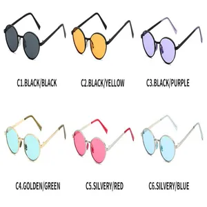 Vintage small round metal sunglasses for men and women, trendy multi-color options.