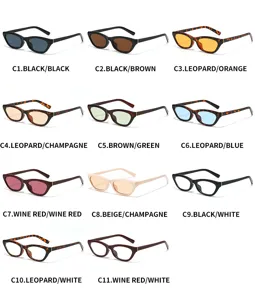Modieuze smalle cat eye zonnebril voor dames en heren vintage trendy brillen kleuren