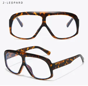 Oversized square leopard print anti-blue light glasses for stylish street wear and daily fashion.