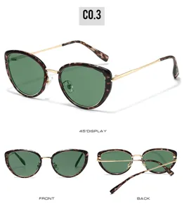 Retro vintage cat eye sunglasses featuring green lenses and stylish tortoise frame details.