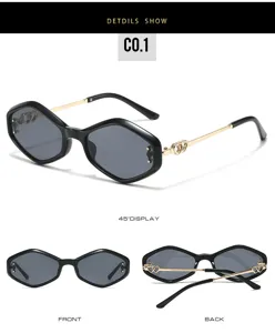 Fashion cat eye sunglasses with metal temples and heart decor for women chic outdoor sun eyewear