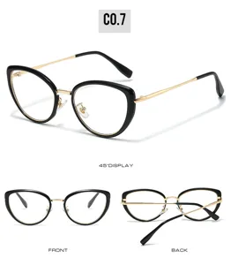 Fashion vintage cat-eye glasses with black and gold frame stylish luxury eyewear daily wear