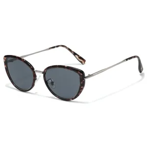 Vintage cat-eye sunglasses with tortoise shell frame and UV protection grey lenses for women.